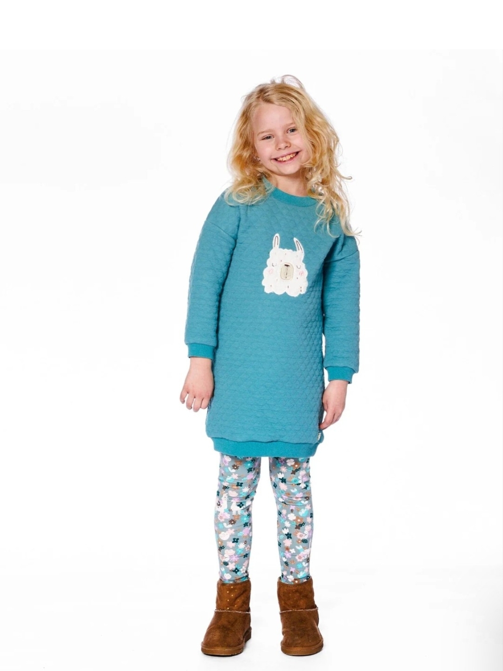 Deux Par Deux Girls Quilted Tunic Dress Turquoise Blue Size 6 - Picture 11 of 11